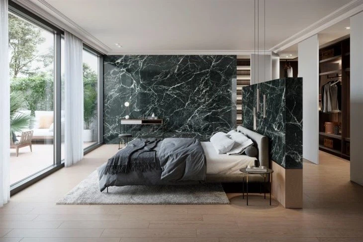 Verde Alpi Marble accent wall covering