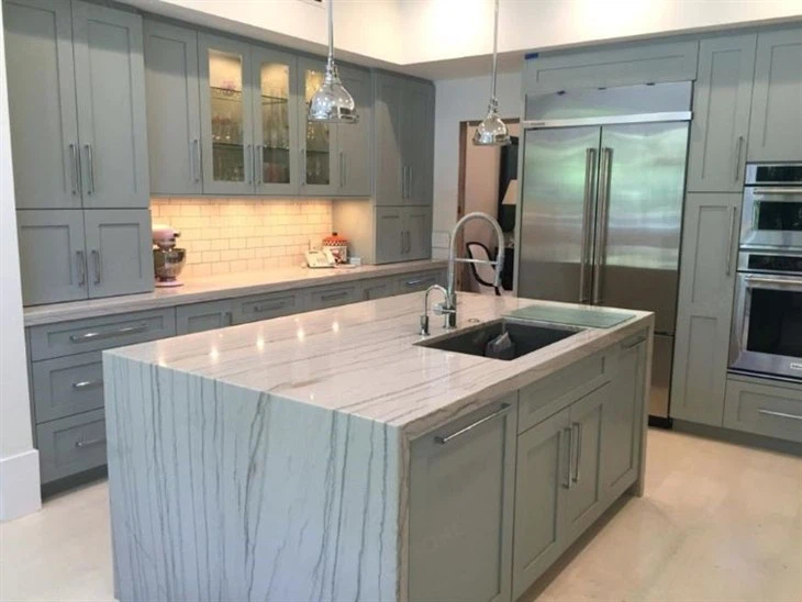 White Macaubas Quartzite kitchen countertop